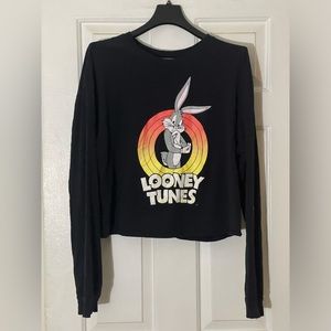 Looney Tunes Juniors Graphic Crop Long-Sleeve T-Shirt Bugs Bunney Sz 3XL SZ 21